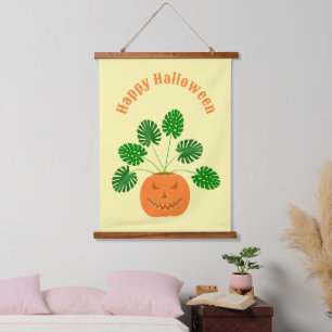 Tapisserie Suspendue Plante Halloween Monstera en Citrouille personnali