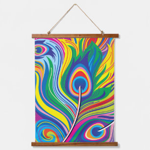 Tapisserie Suspendue Plumes de paon Art abstrait