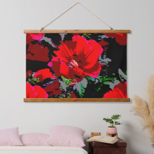 Tapisserie Suspendue Poppy Red Retro Floral Design