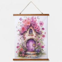 Porte de fée à fleurs mignonne rose et violet