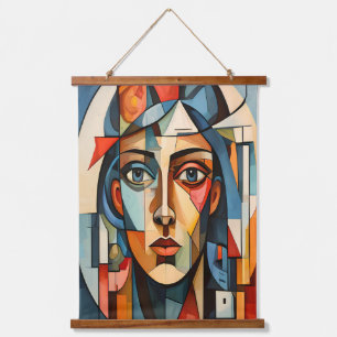 Tapisserie Suspendue Portrait Cubiste moderne Peinture murale géométriq
