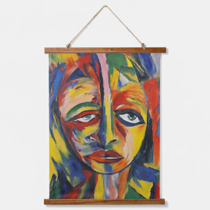 Tapisserie Suspendue Portrait expressionniste audacieux Art Abstrait ém