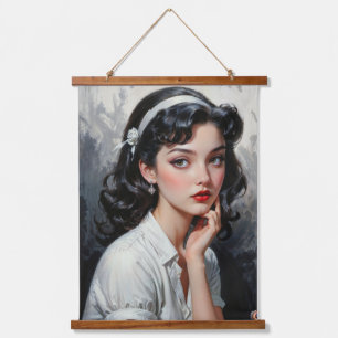 Tapisserie Suspendue Portrait inspiré par Retro d'une jeune femme réflé