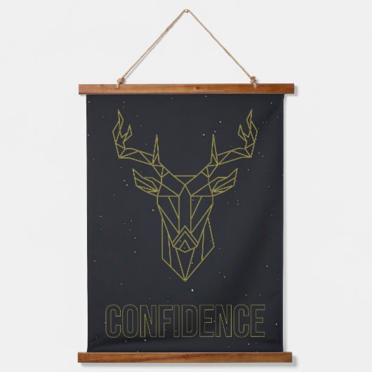 Tapisserie Suspendue Poster d'affirmation des cerfs en origami jaune. (Recto)