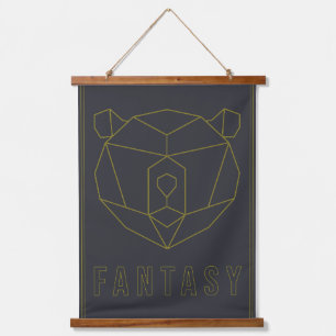 Tapisserie Suspendue Poster d'affirmation tête d'ours en origami jaune