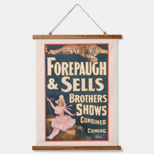 Tapisserie Suspendue Poster Du Cirque Tigre Et Femme À Cheval