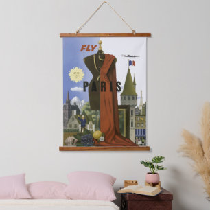 Tapisserie Suspendue Poster du Vintage voyage Fly Paris France