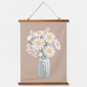 Tapisserie Suspendue Pot Mason Blanc sur Beige Rustique (Recto)