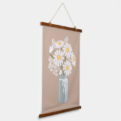 Tapisserie Suspendue Pot Mason Blanc sur Beige Rustique (Angulaire)