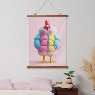 Tapisserie Suspendue Poulet élégant dans une veste matelassée d'hiver c