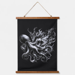 Tapisserie Suspendue Poulpe Kraken Fluide Encre Abstraite