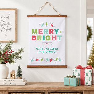 Tapisserie Suspendue Premier Noël Merry & Bright Personnalisé pour la F
