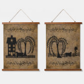 Tapisserie Suspendue Prim Saltbox House Willow Tree Sheep (Double)