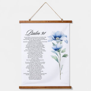 Tapisserie Suspendue Psaume 91 Aquarelle Fleur Bleue Écritures Biblique