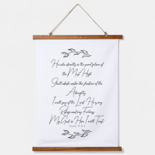 Tapisserie Suspendue Psaume 91 Bible Art avec Feuille botanique Christi