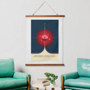 Tapisserie Suspendue Publicité Sci-Fi, Horloge Atomique Rouge, Espace P
