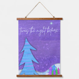 Tapisserie Suspendue Purple Christmas Trees Wood Topped Wall Tapestry