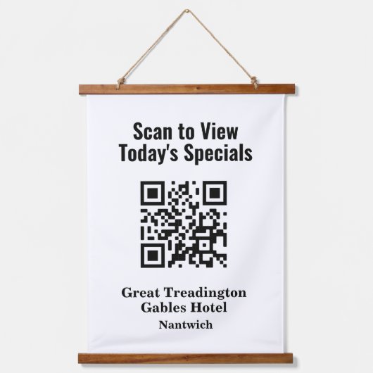 Tapisserie Suspendue QR Code pour le menu Spécial du restaurant (Recto)