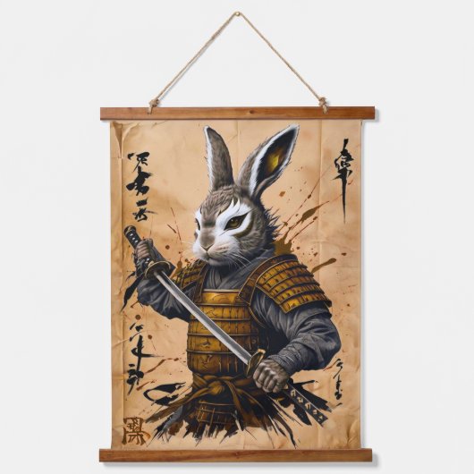 Tapisserie Suspendue Rabbit intelligent Samurai Warrier - Style encre j (Recto)