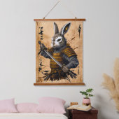 Tapisserie Suspendue Rabbit intelligent Samurai Warrier - Style encre j (Chambre à coucher)