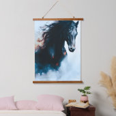Tapisserie Suspendue Racing Black Horse Portrait Minimalist (Chambre à coucher)