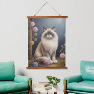 Tapisserie Suspendue Ragdoll Chat dans Jardin Fluffy Animaux de compagn