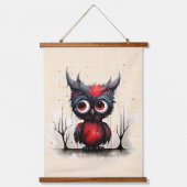 Tapisserie Suspendue Red Grey et Black Abstrait Devil Bird (Recto)