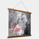 Tapisserie Suspendue Red Love script typographie mariage photo (Angulaire)