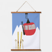 Tapisserie Suspendue Red Retro Ski Lift Mountain (Recto)