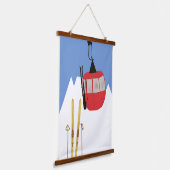 Tapisserie Suspendue Red Retro Ski Lift Mountain (Angulaire)