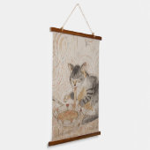 Tapisserie Suspendue Retro Cat Eating Ramen (Angulaire)