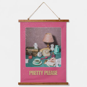 Tapisserie Suspendue Retro Girly "Pretty Please" Print   Vintage lumine