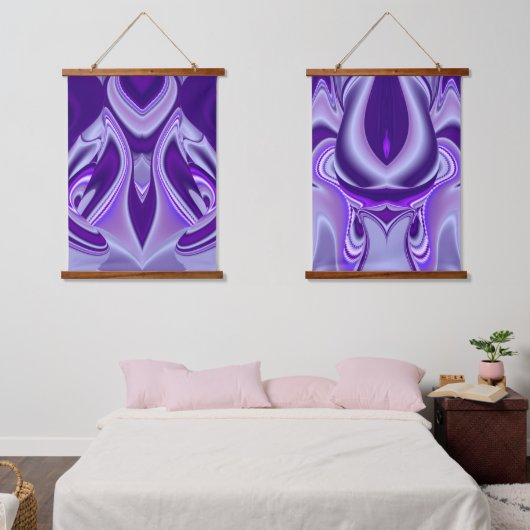 Tapisserie Suspendue Rêves arc-en-ciel à fleurs violettes (Chambre à coucher)