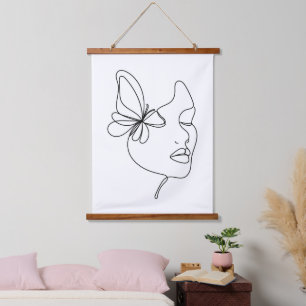 Tapisserie Suspendue Rêves de papillon – Femme et papillon minimalistes