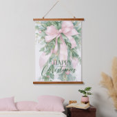 Tapisserie Suspendue Ribbon de Noël rose satin vert creux (Chambre à coucher)