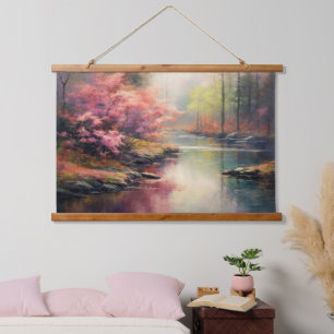 Tapisserie Suspendue Rivière paisible en automne Forêt japonaise Beaux-