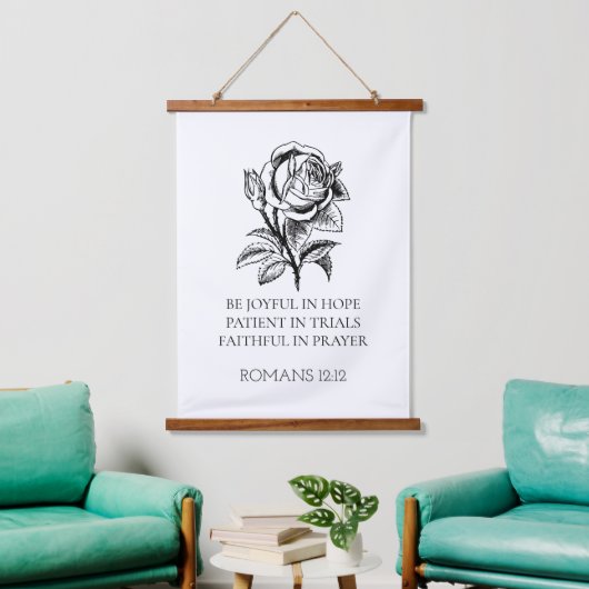 Tapisserie Suspendue Romains 12:12 Panneau de pendaison en bois, Bible (Salon)