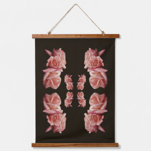 Tapisserie Suspendue Rose de pêche Trio Abstrait Floral Art Vintage