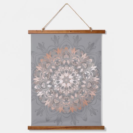 Tapisserie Suspendue Rose Gold Grey Floral Mandala (Recto)