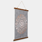 Tapisserie Suspendue Rose Gold Grey Floral Mandala (Angulaire)