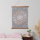 Tapisserie Suspendue Rose Gold Grey Floral Mandala (Chambre à coucher)