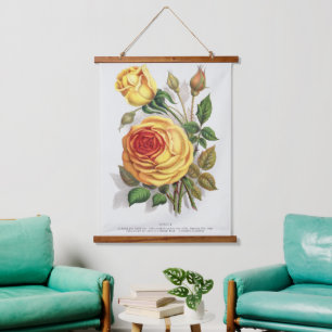 Tapisserie Suspendue Rose jaune et orange de coucher de soleil vintage,