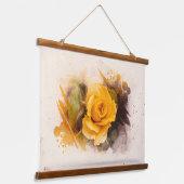 Tapisserie Suspendue Rose jaune unique aquarelle (Angulaire)