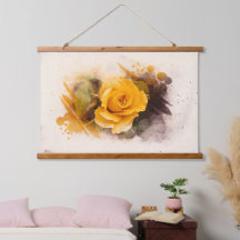 Rose jaune unique aquarelle