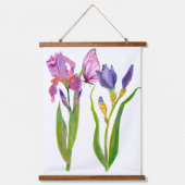 Tapisserie Suspendue Rose violet bleu Iris Fleurs Floral Aquarelle (Recto 3)