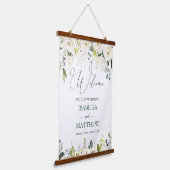 Tapisserie Suspendue Roses blanches Verdure Mariage Affiche de bienvenu (Angulaire)