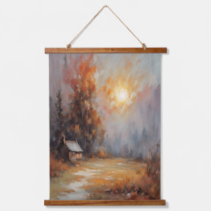 Tapisserie Suspendue Rustique Automne Cabine Paysage Automne Art