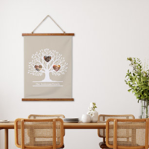 Tapisserie Suspendue Rustique White 3 Photo Family Tree Personnalisé