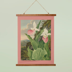Tapisserie Suspendue Sabot de Vénus Fleur Vintage Orchidée Botanique