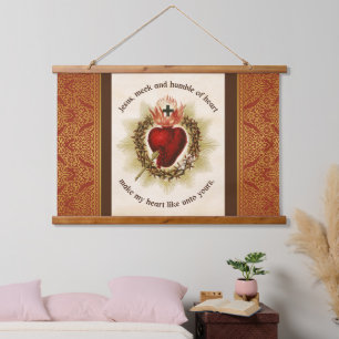 Tapisserie Suspendue Sacred Heart of Jesus avec Gold Detail
